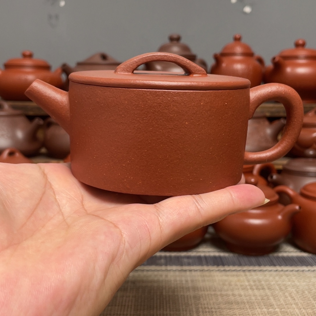 汉瓦（200容量）-原矿红降坡-全手工拍打成型-孤品处理宜兴紫砂壶