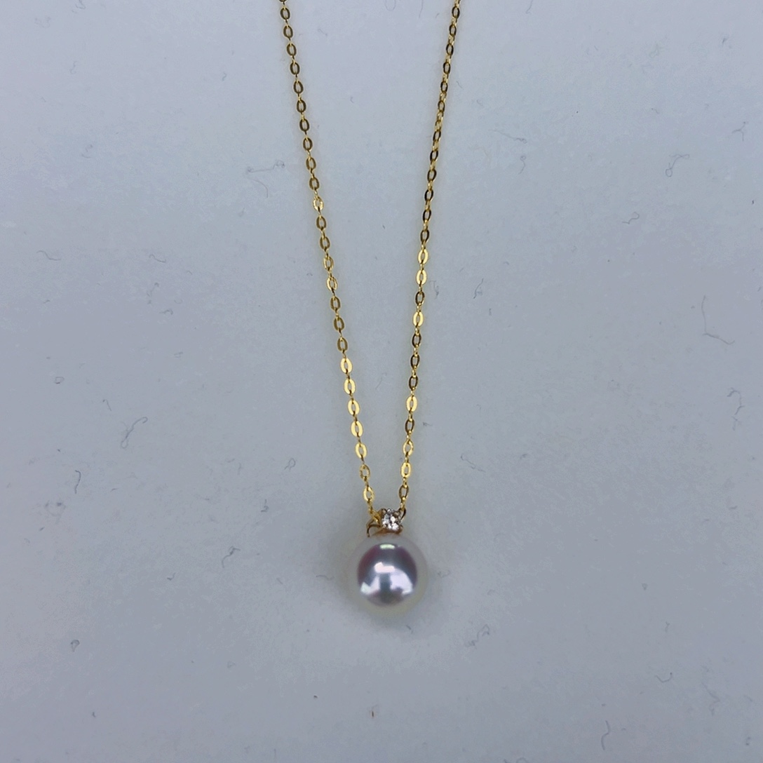 海水珍珠海水akoya王妃吊坠8-9mm18K金镶嵌