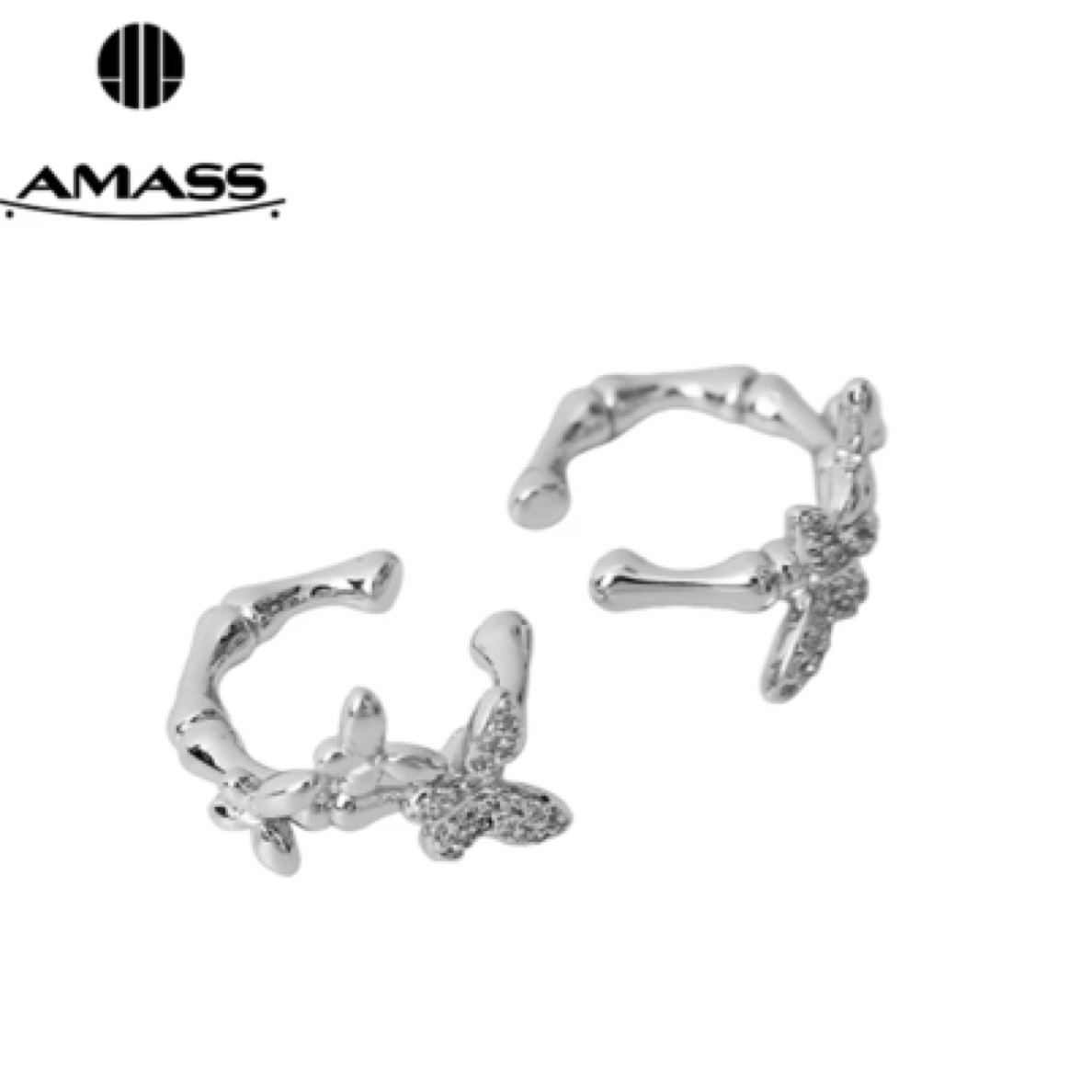 铜合金莫桑石耳饰 AMASS/阿玛施 590056 轻奢蝴蝶耳骨夹耳饰