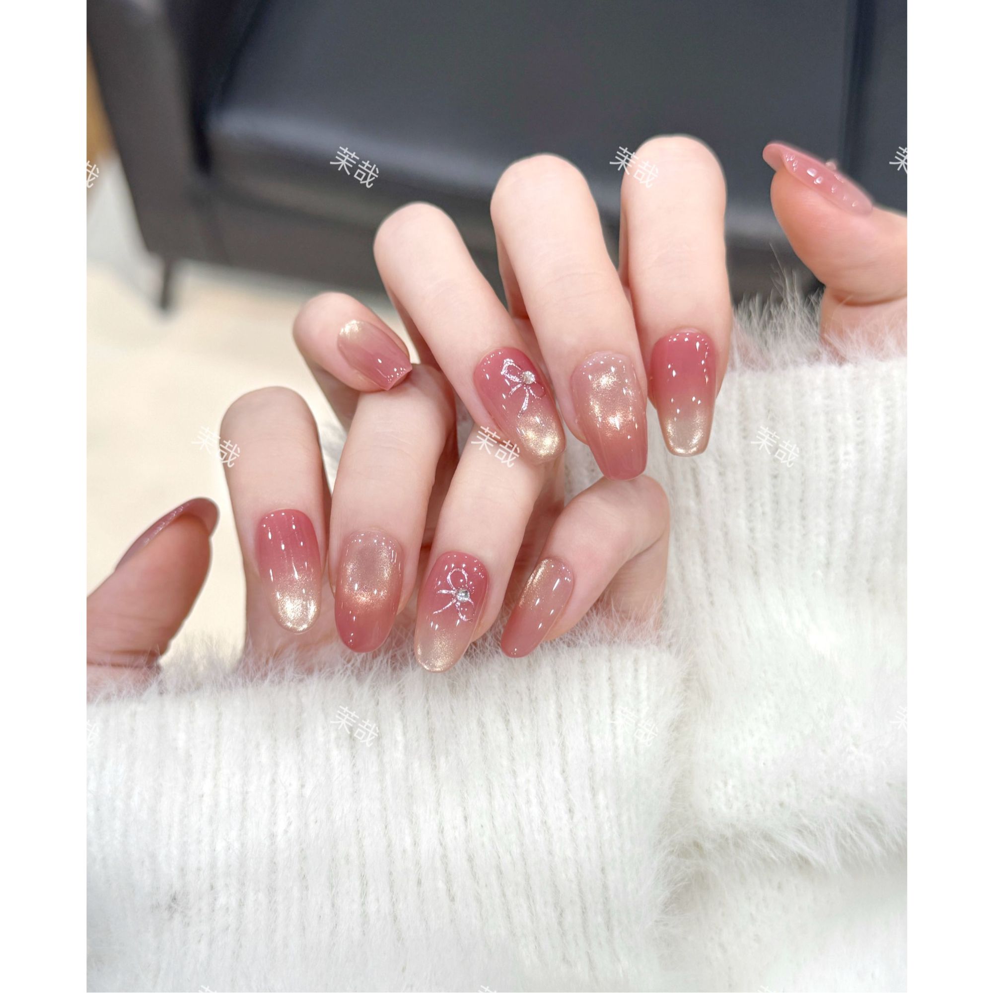 茉哉【甜心玫玫】纯手工定制美甲拆卸穿戴甲A4637