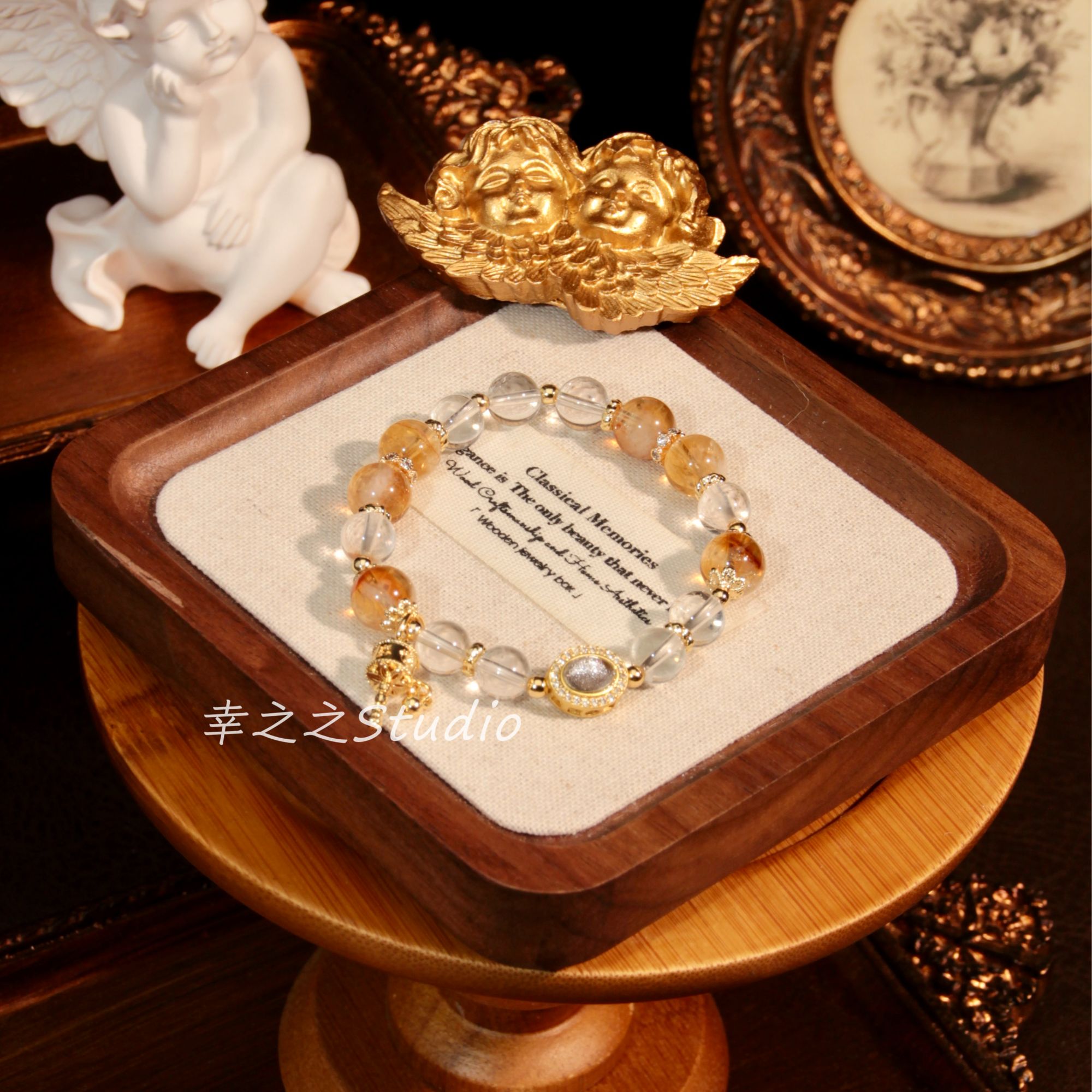 s1071【祈愿】天然白水黄塔晶手串精致百搭设计款手链 多样性发其一