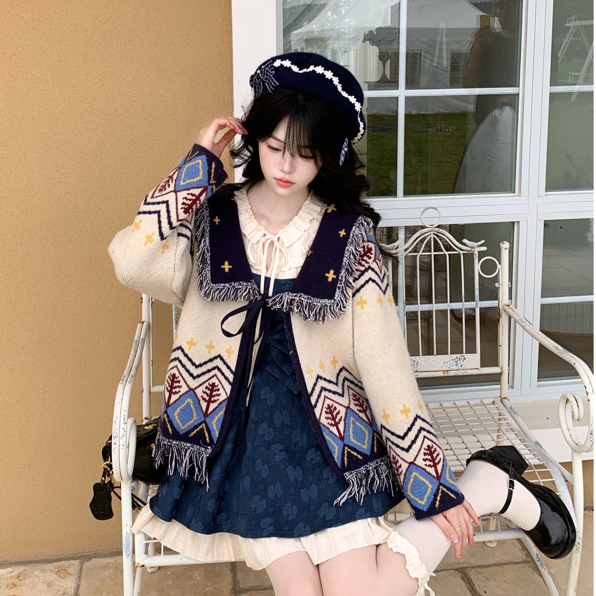 Blovelan星芙颂 复古民族风宽松显瘦毛衣针织衫