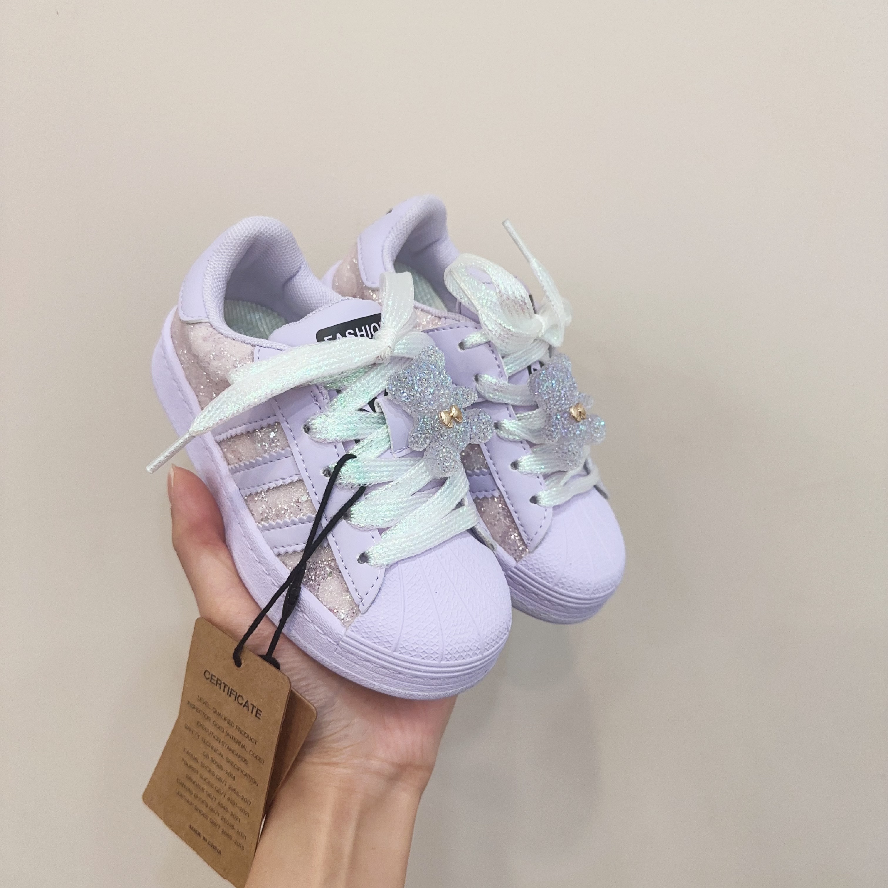 女童2025秋季新款软底防滑板鞋水晶小熊闪亮公主鞋0032