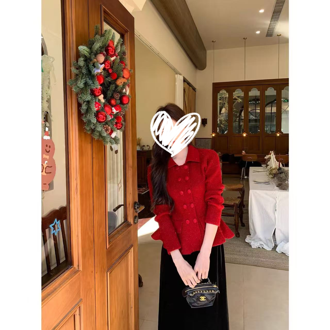 MEENI@1900 韩系时尚百搭休闲翻领亮闪闪毛衣（衣长51）12-25