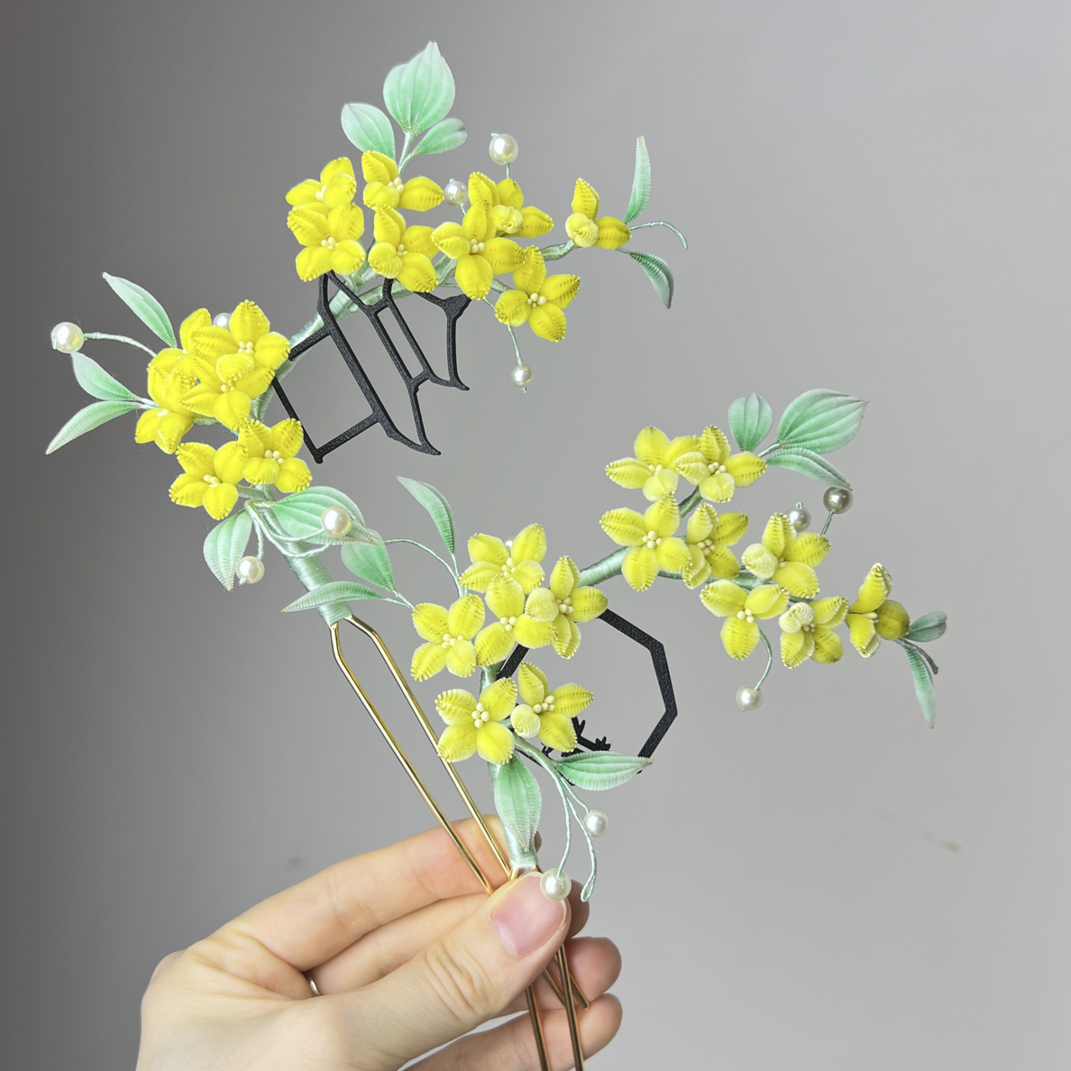 纯手工非遗绒花细绒条桂花绒花 No退No换 发簪发饰簪子挽发