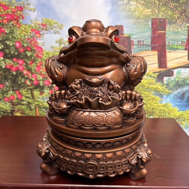 XZ金蟾 可旋转 客厅玄关茶桌装饰摆件高33长25