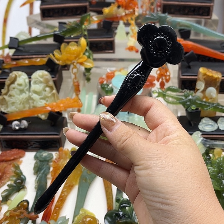 蛇纹石玉岫玉发簪未镶嵌