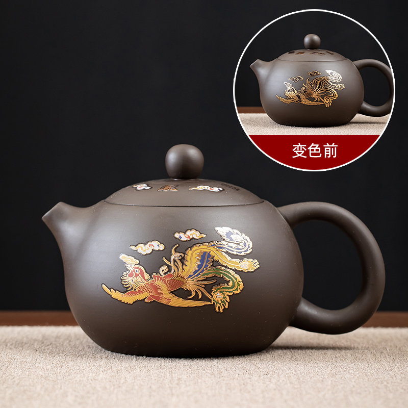 紫砂壶凤鸣断水关水遇热变色西施壶半手工泡茶壶家用大号创意中式