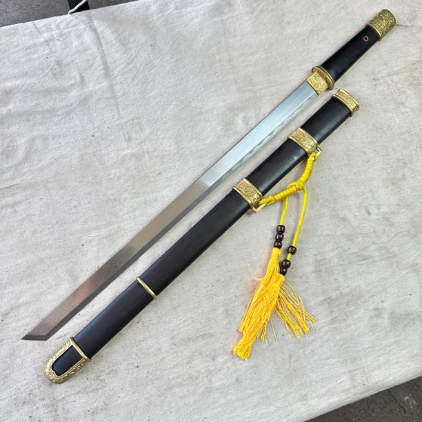 1242 龙泉昊天宝剑黑檀木铜装自锻钢铜装未开刃