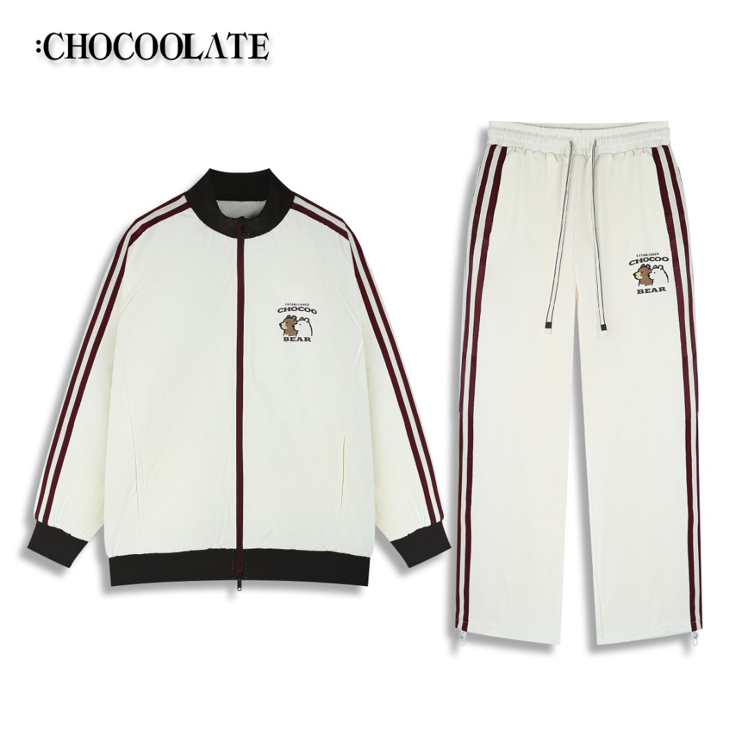 ：CHOCOOLATE立领撞色拼织带运动套装6163-1606395【DB】