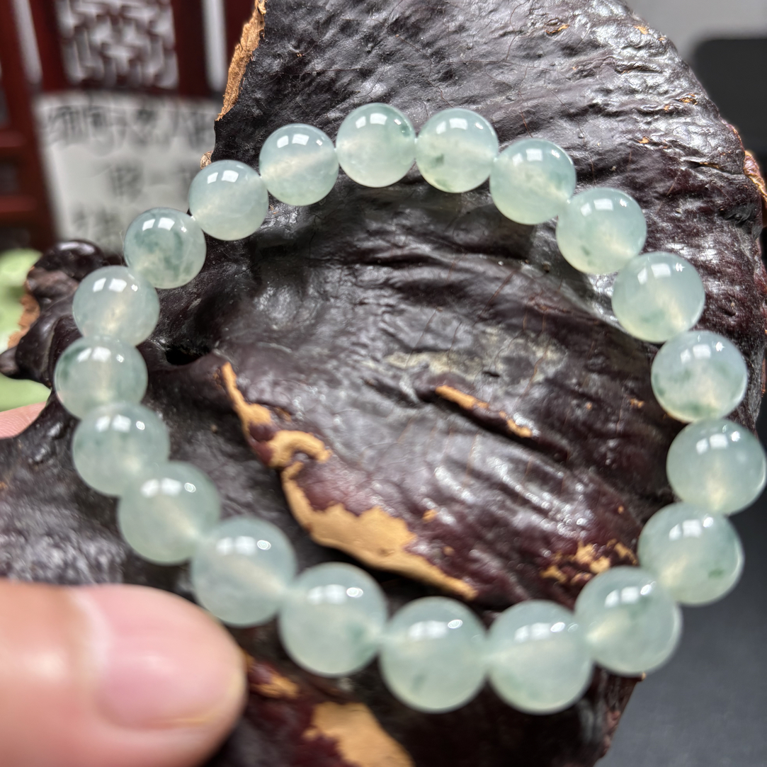 缅甸天然翡翠a货 冰飘花卡9.8*23颗