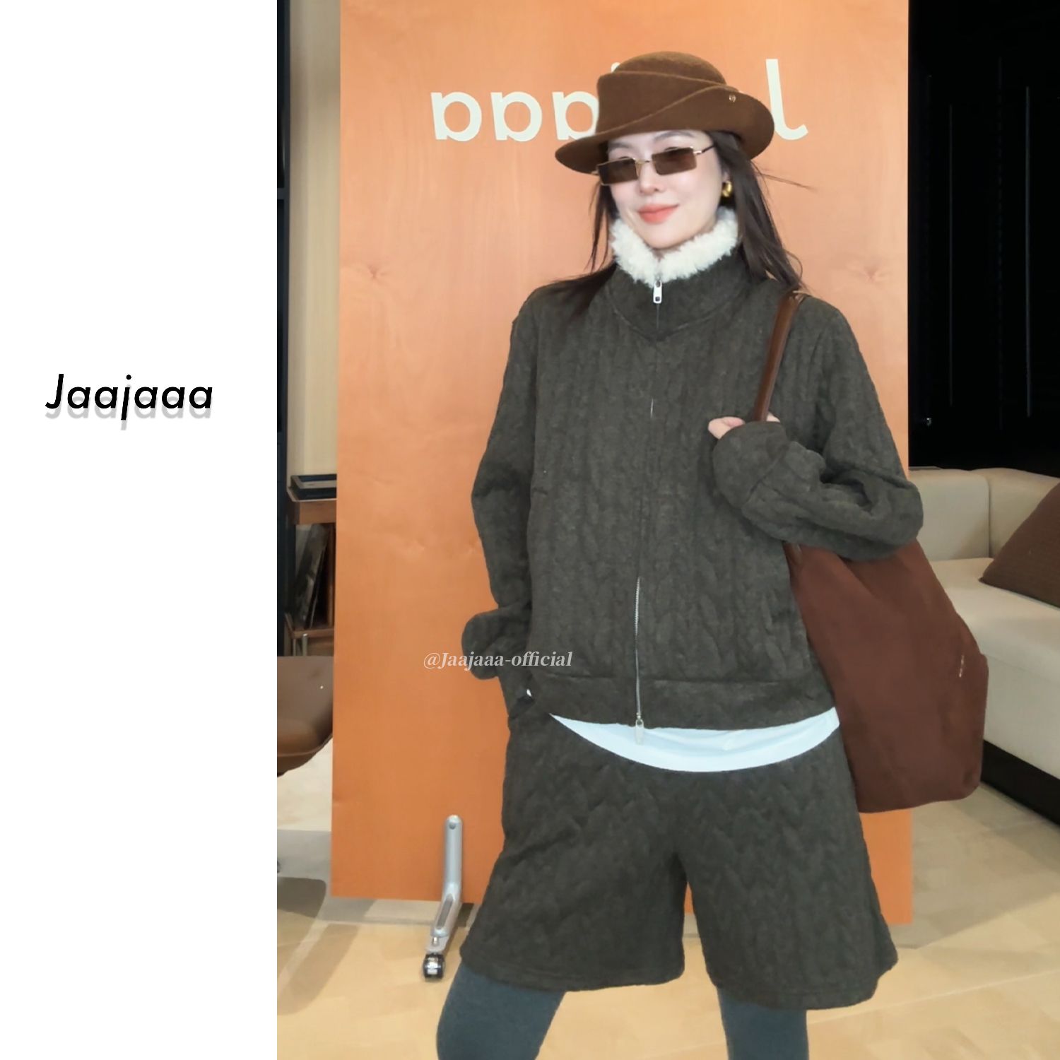 Jaajaaa汉江月色 设计小众简约百搭气质时尚加绒加厚保暖套装/EIF