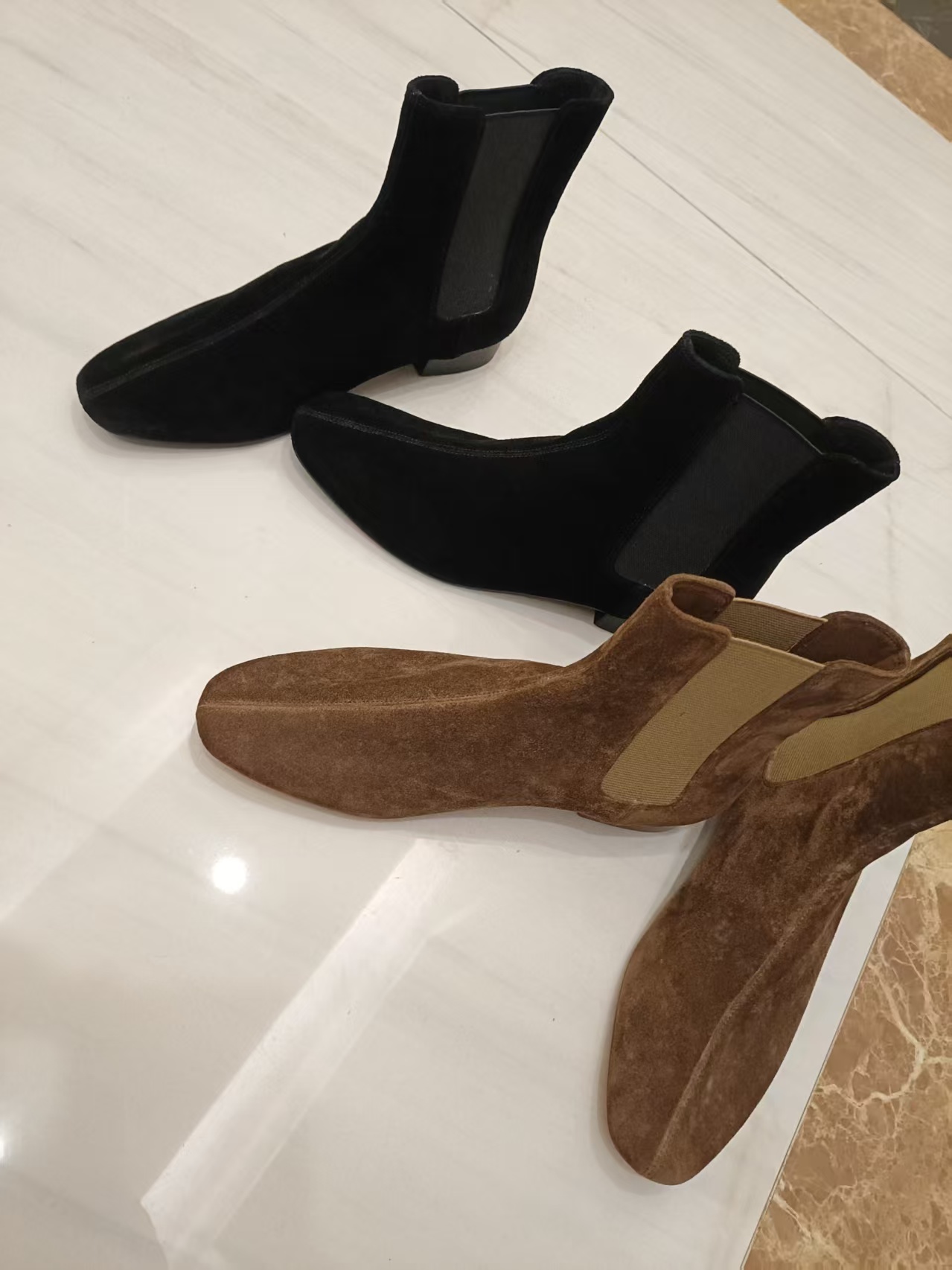 弹力牛翻皮短靴爆款真皮女鞋短靴时尚百搭休闲女士平底秋冬瘦瘦靴