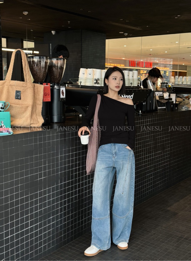 JOUOCOKO 25ss蓝色直筒牛仔裤设计师