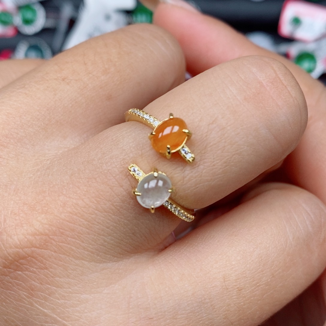 翡翠戒指银S925镶嵌戒指