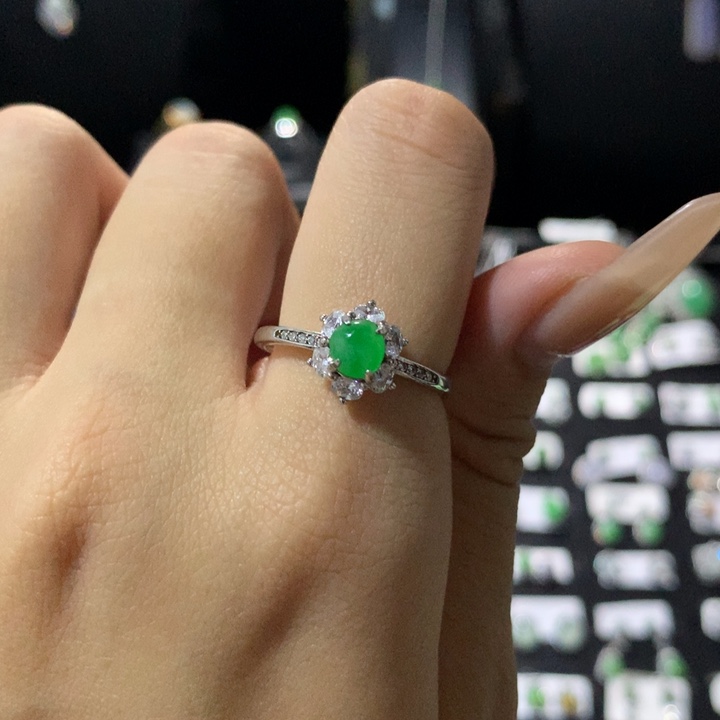 翡翠银S925镶嵌戒指