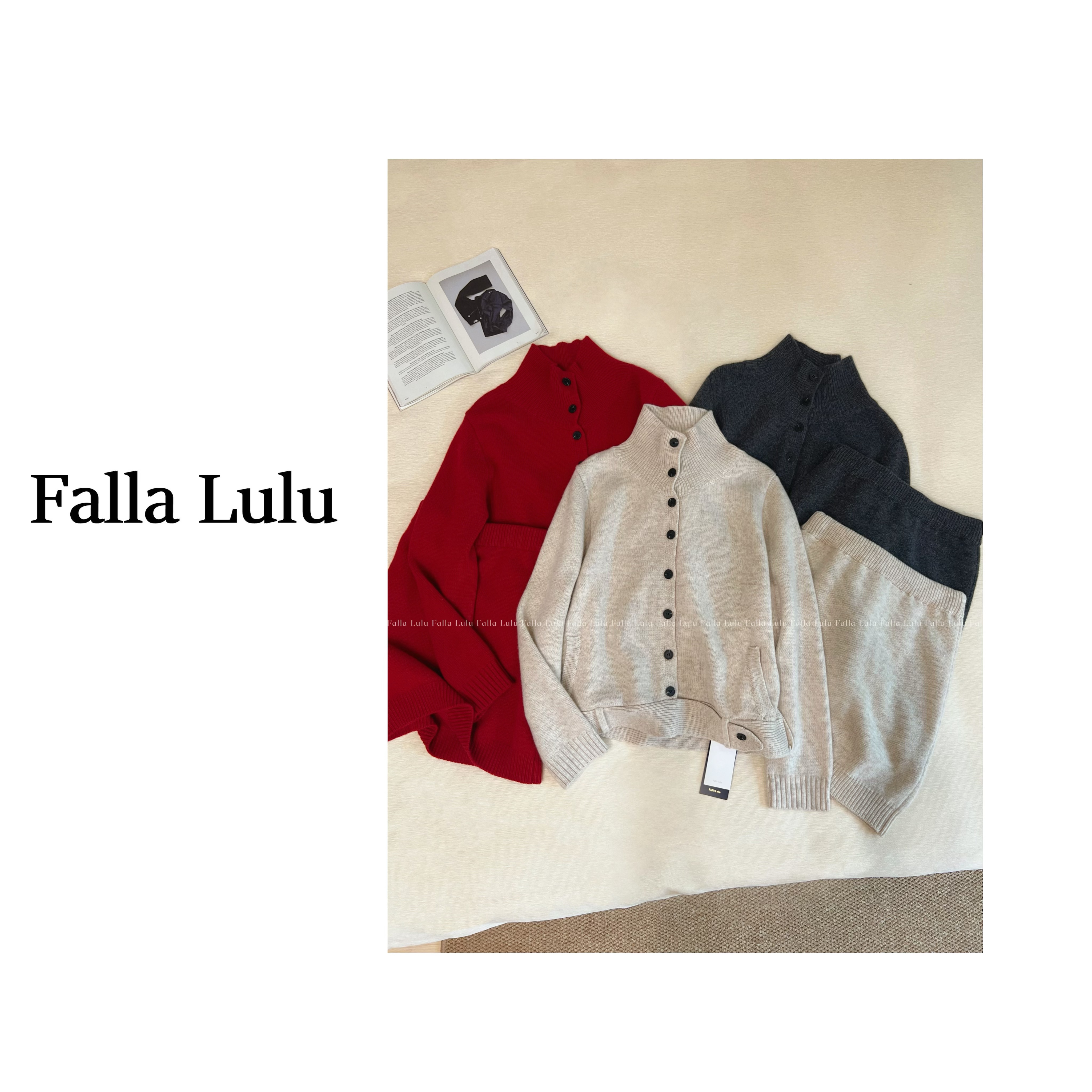 【英子家】宝藏套装~100绵羊毛丨高级温柔系开衫＋短裙两件套 Y5499