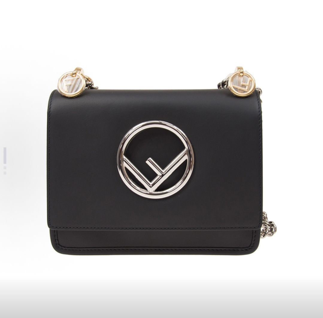 99新 FENDI/芬迪 【TVB识货】 芬迪 Kan I 银标Logo链条 手提斜跨包