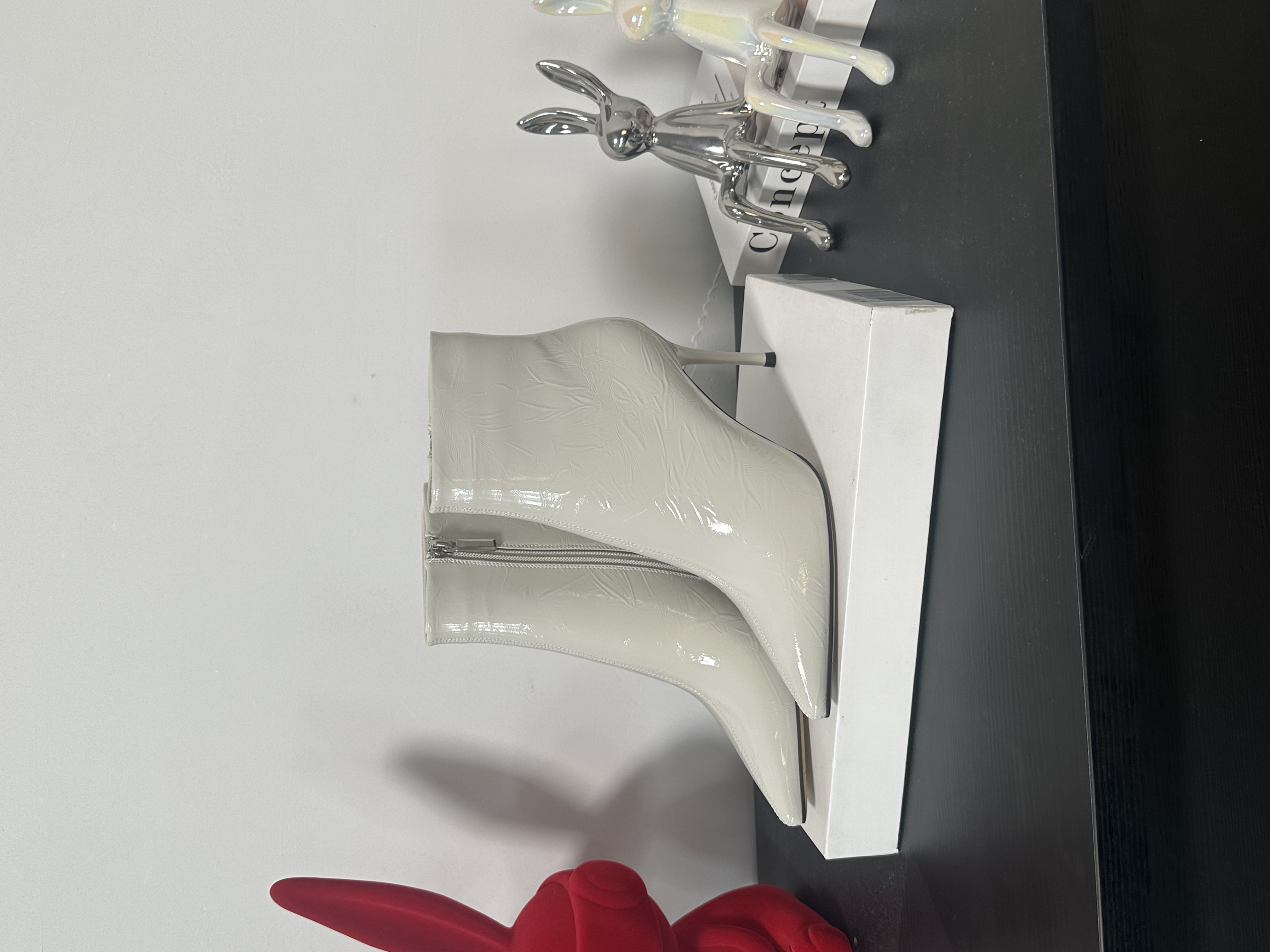 （7.5厘米）6621-20米色细跟高跟鞋短靴