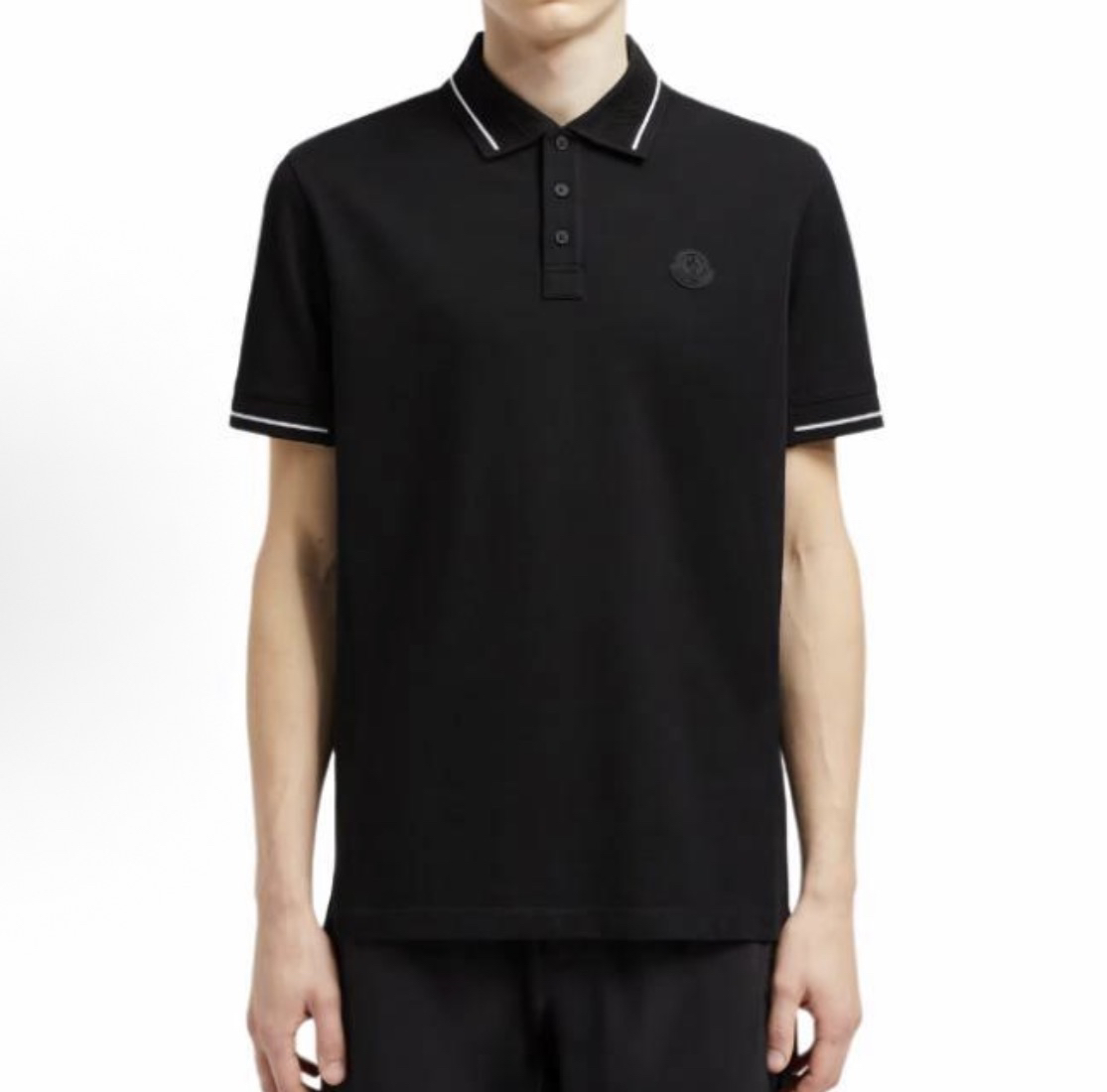 全新未使用 Moncler蒙口 黑标logo黑色短袖Polo衫