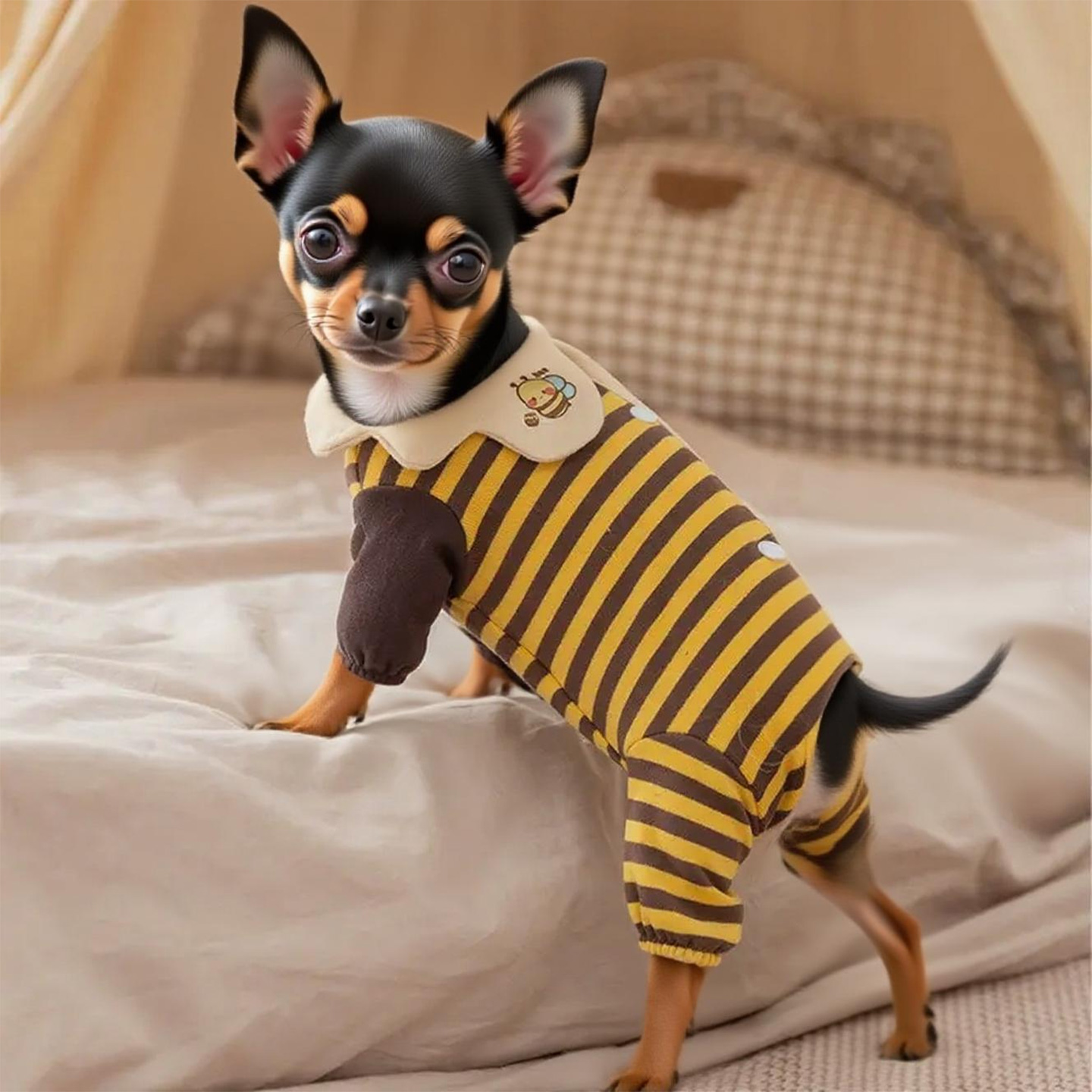 迷你杜宾小鹿犬吉娃娃专用四脚衣服超小体小型幼犬包护肚衣秋冬季