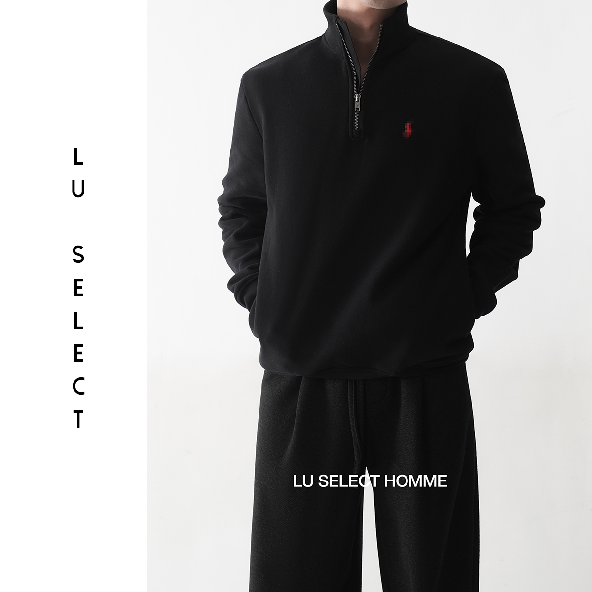 Lu SELECT 25AW 【小马】冬季100%棉抓绒半拉连立领卫衣