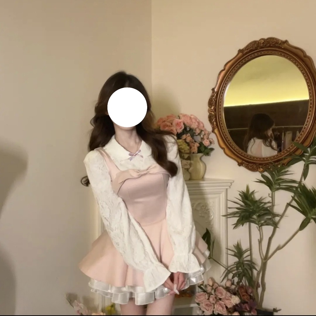 富家千金风吊带连衣裙收腰高级感秋季内搭裙拼接网纱蓬蓬裙套装