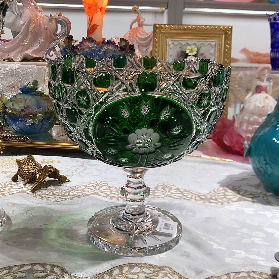 摆件0195进口水晶祖母绿高教果斗