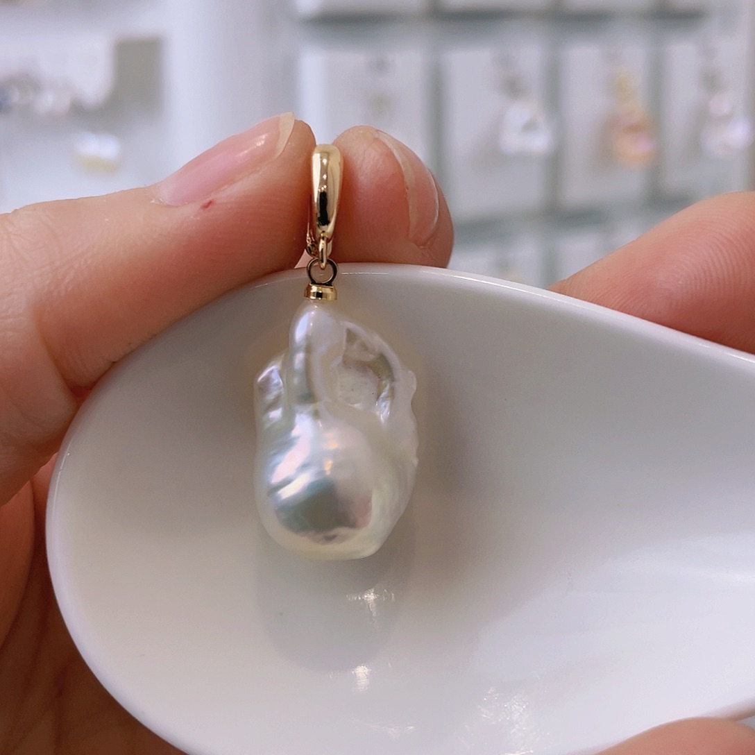 淡水珍珠天然珍珠巴洛克银S925镶嵌