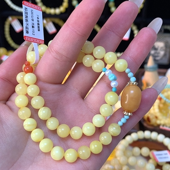 琥珀手链未镶嵌蜜蜡手串圆珠