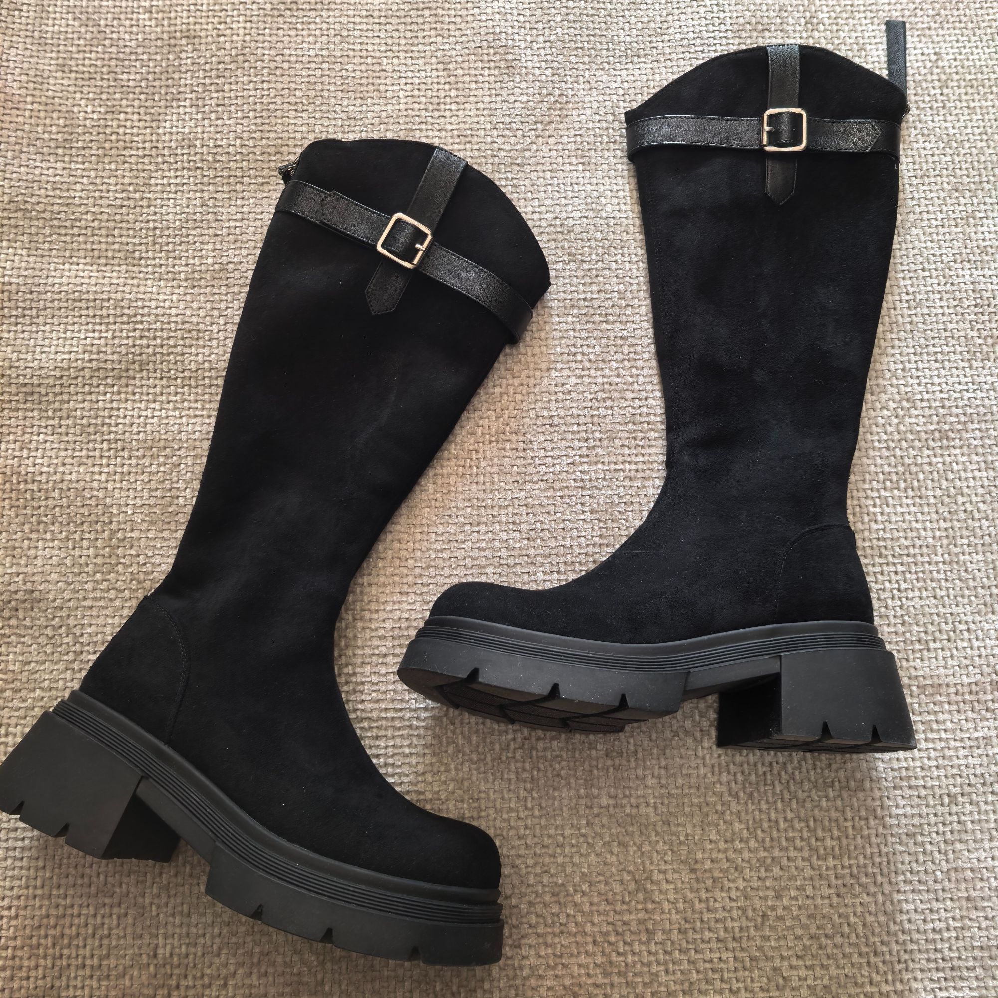 中国码棕色系黑色系骑士靴