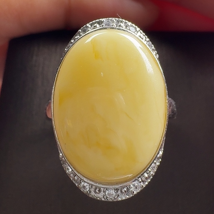 蜜蜡银S925镶嵌戒指戒指