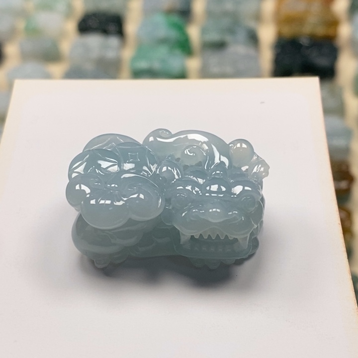 翡翠颈饰未镶嵌维***茶天然翡翠貔貅吊坠