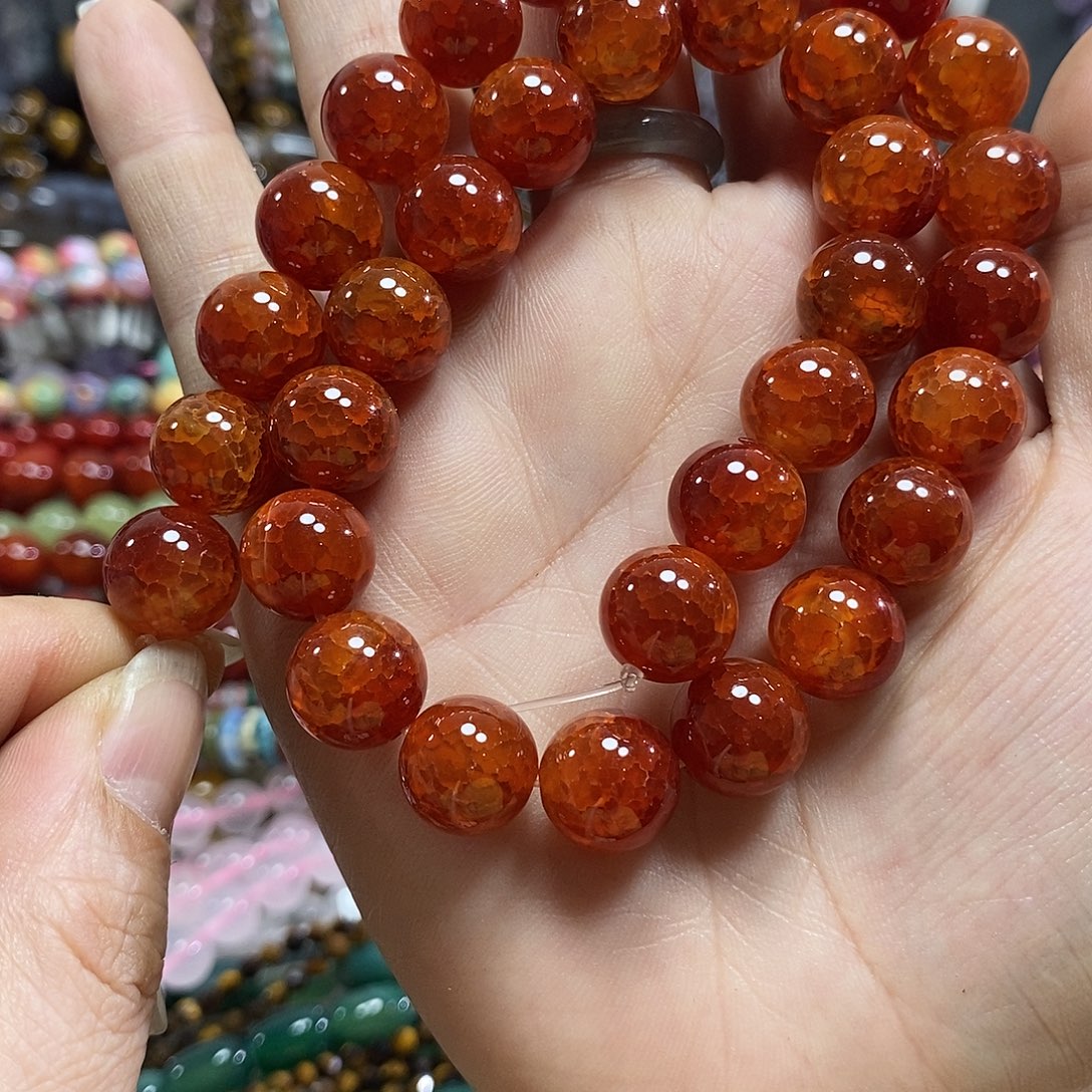 玛瑙/玉髓未镶嵌珠宝半成品龙鳞玛瑙一条卡12mm