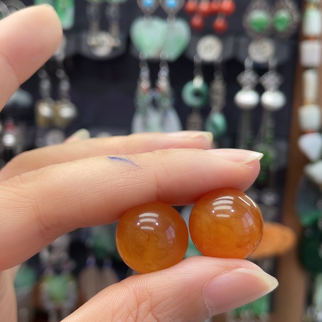 珍***儿银S925镶嵌琥珀耳饰010ghnhh