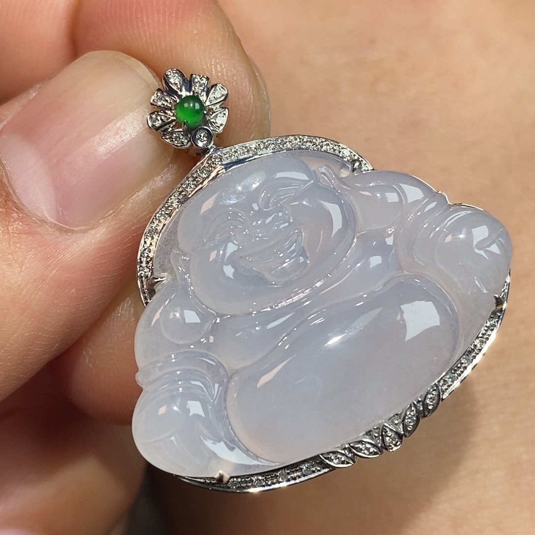 翡翠颈饰18K金镶嵌佛公