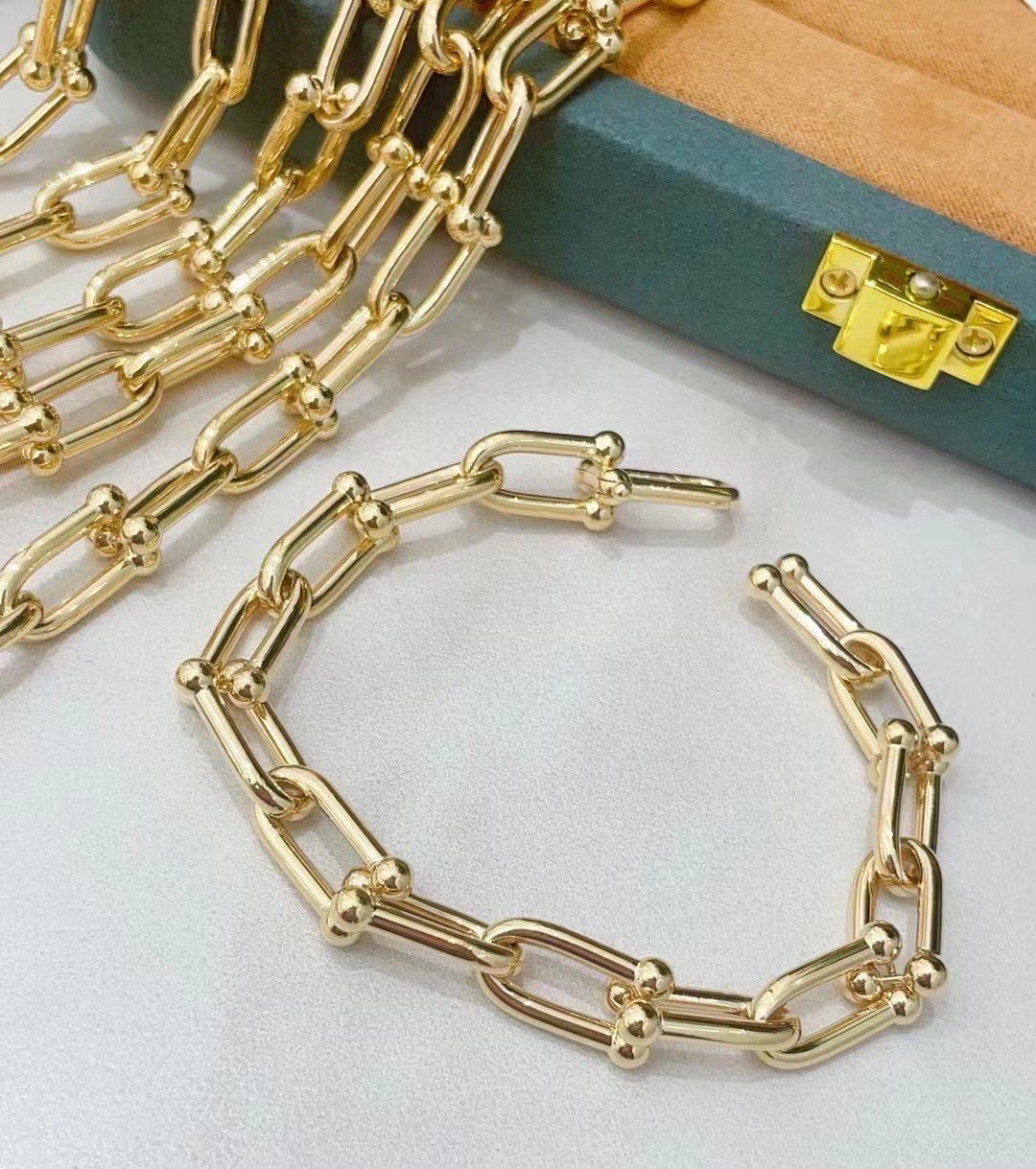 【金禧禧】18k金马蹄手链新款素款轻奢欧美个性时尚（多样性发其一