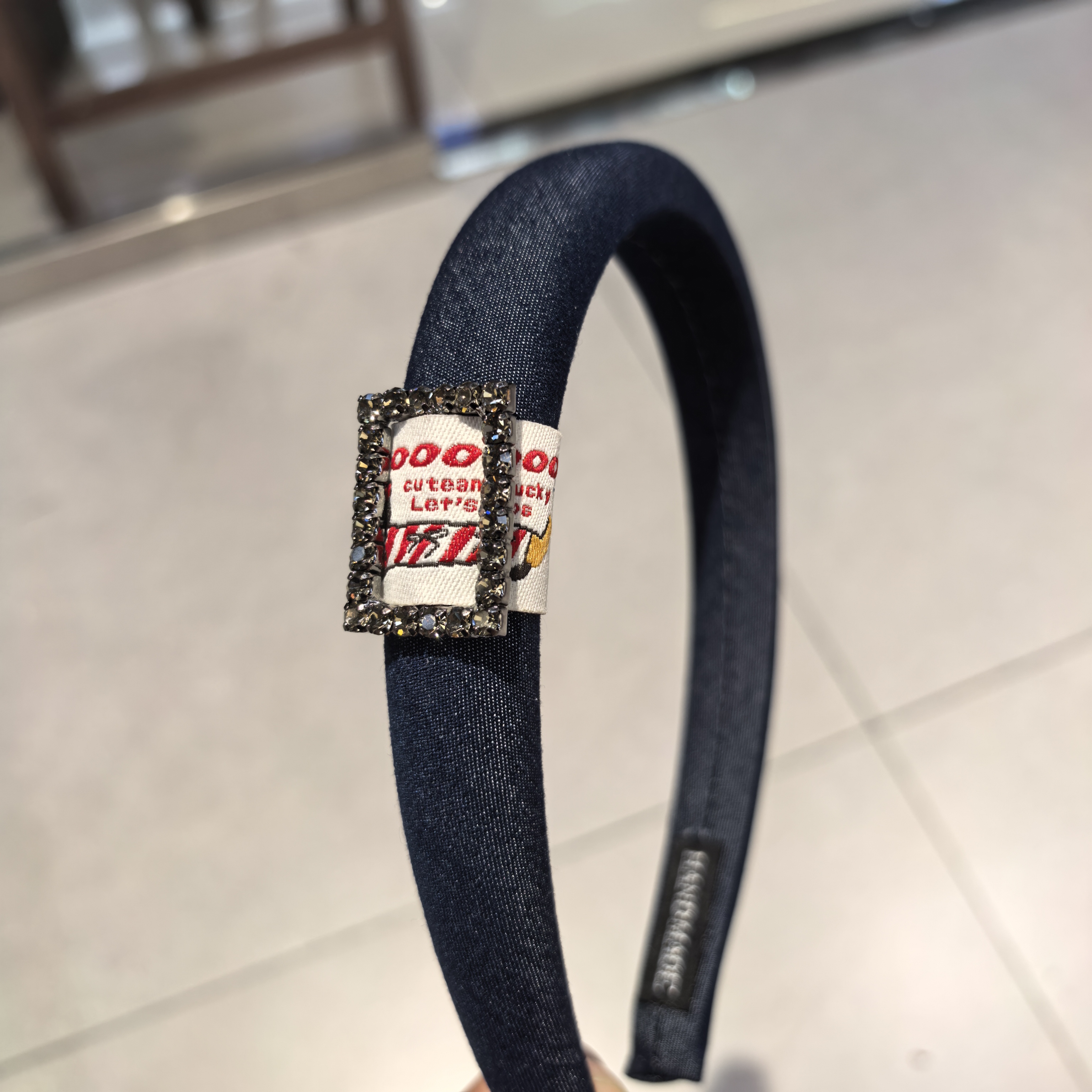 B386深蓝色牛仔方块闪闪发箍