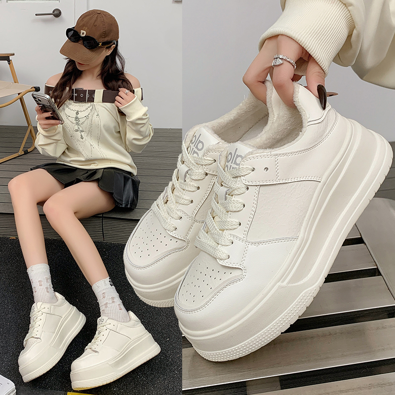 白月光系列~时尚百搭加绒厚底休闲小白鞋2602