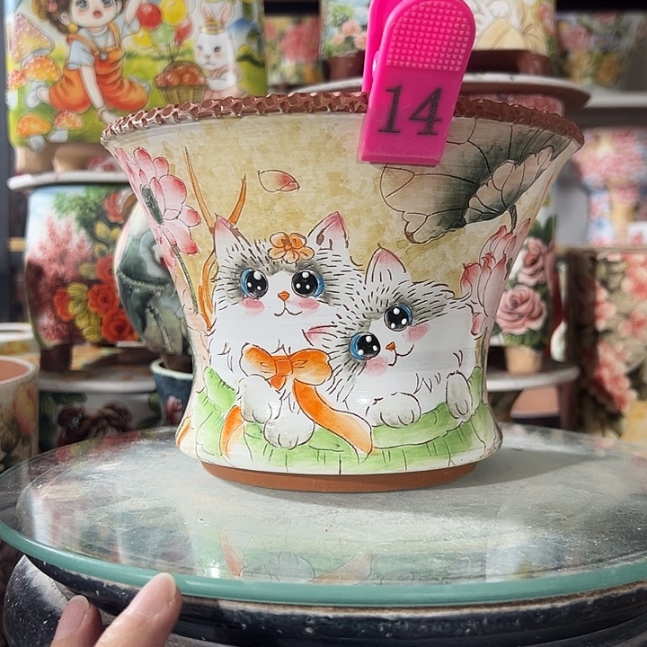 纯***纯景德镇手绘花盆满38包邮