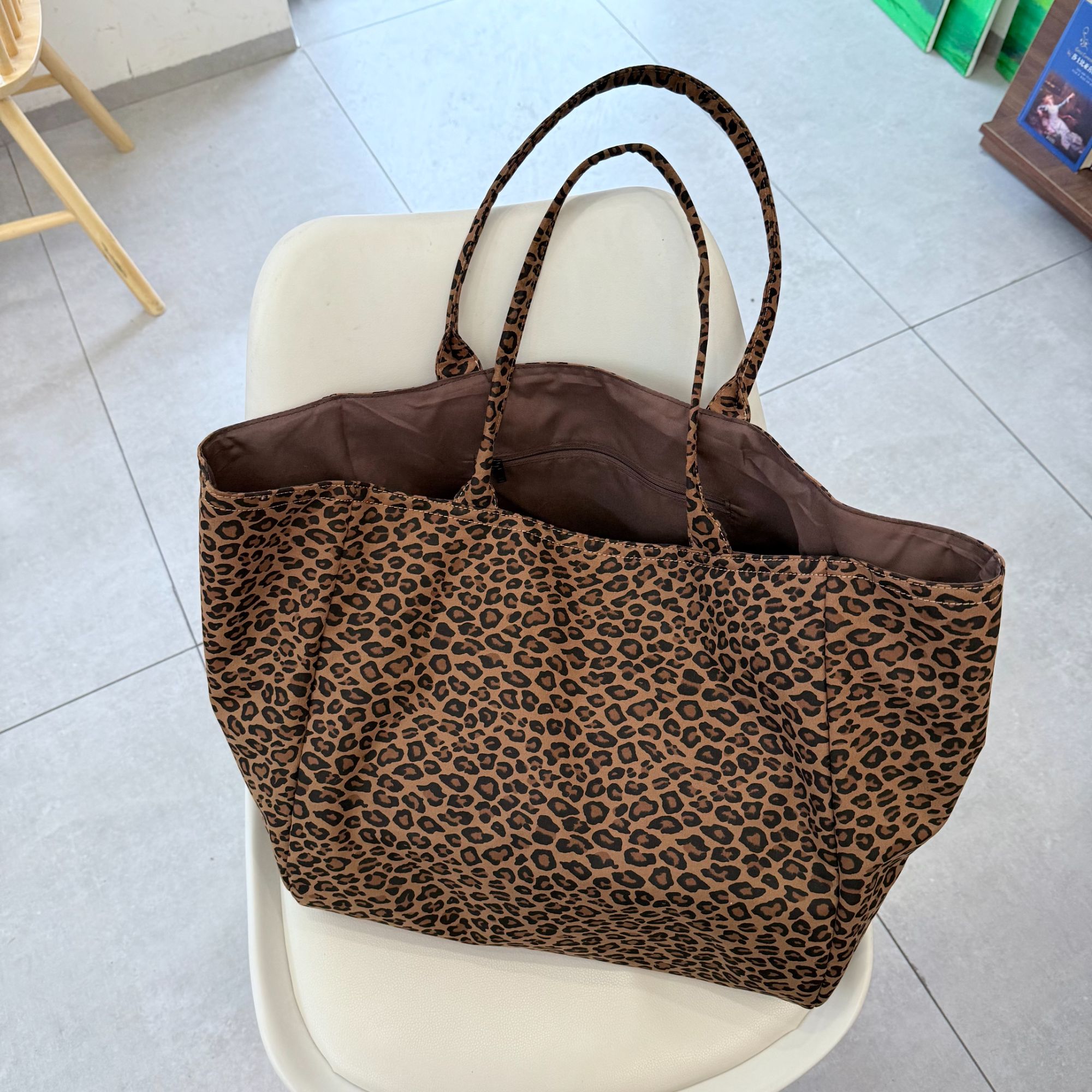 豹纹大托特百搭通勤大容量单肩包