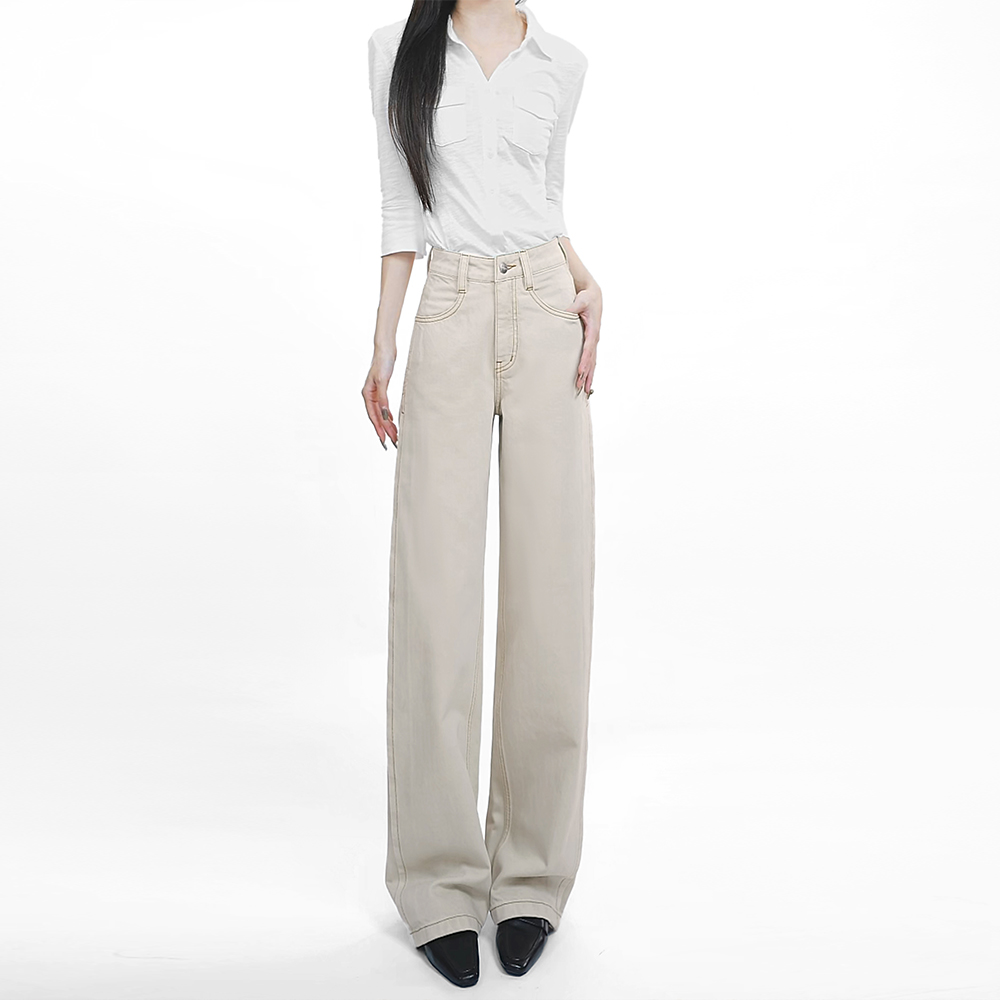 浅色牛仔裤女直筒2025年秋冬新款高腰显瘦宽松慵懒风修饰腿型裤子