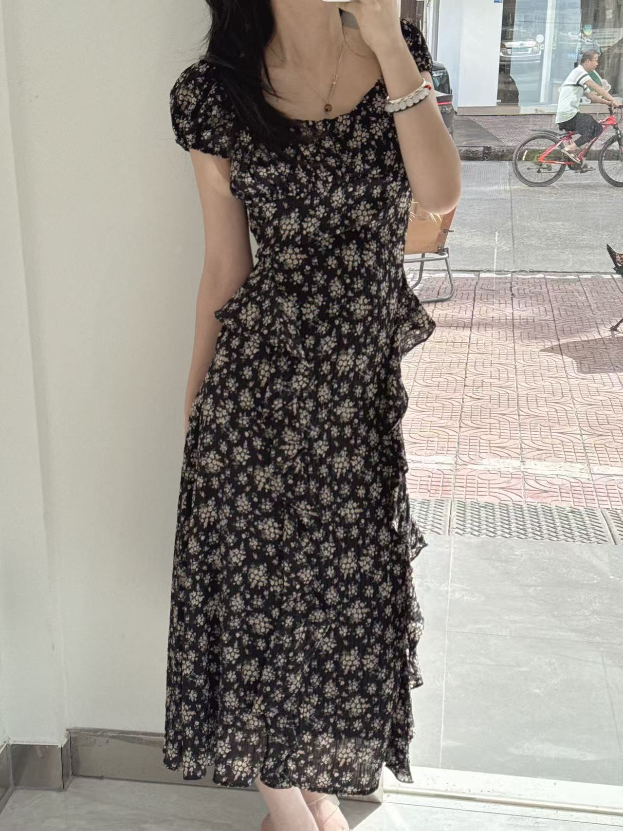 【妙女郎】甜美碎花连衣裙夏法式c22
