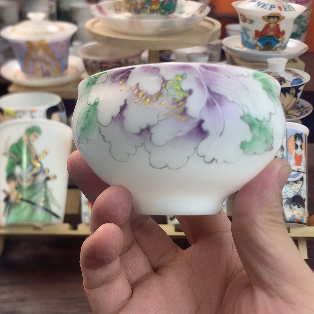 高冰素烧手绘主人杯