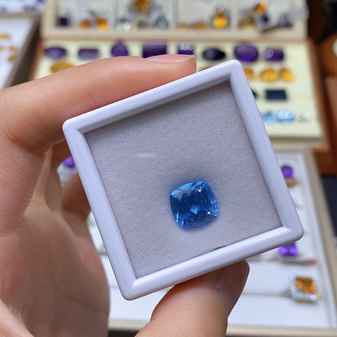 托帕石天然托帕裸石定制银S925镶嵌天然托帕石裸石定制x