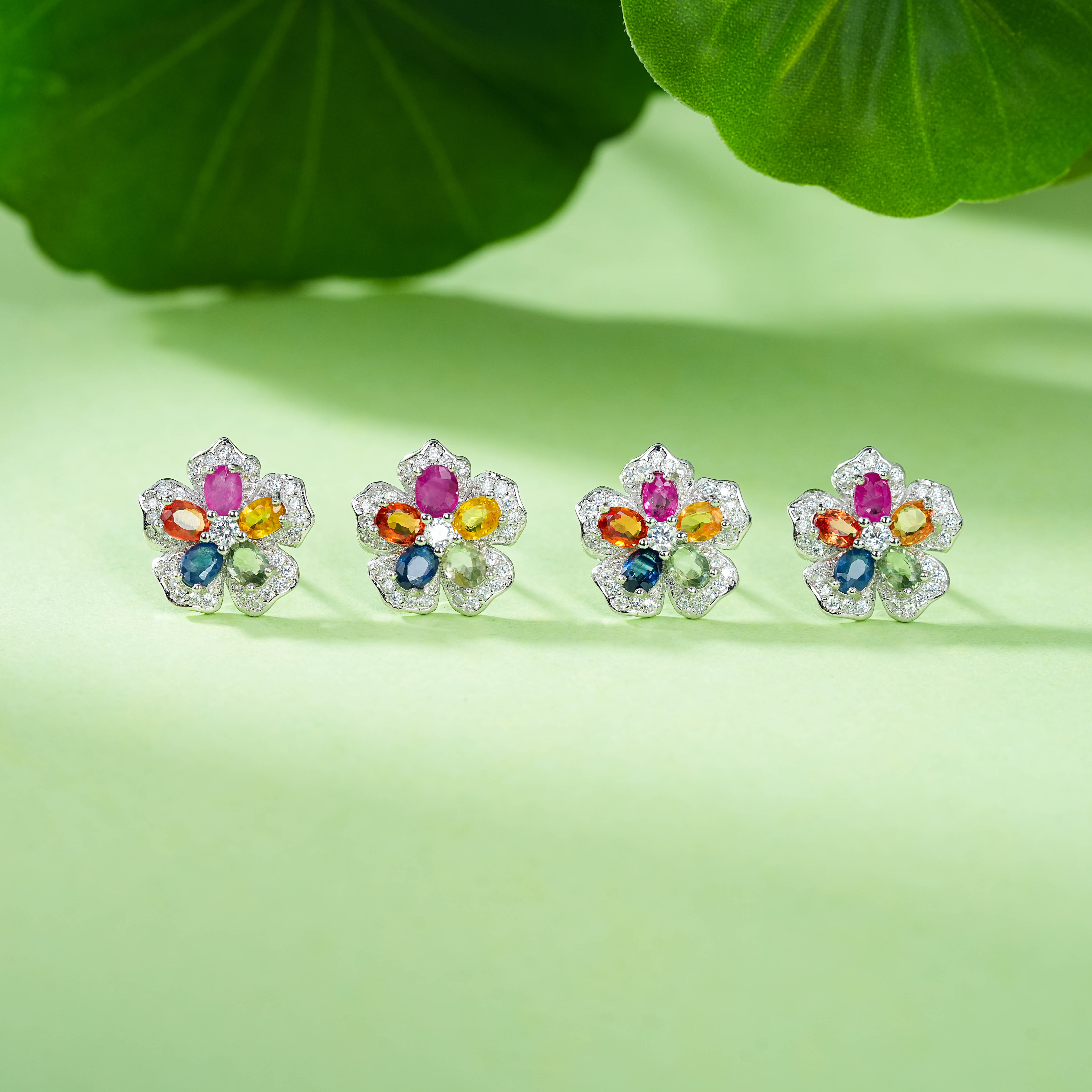 【云上好物】S925银彩蓝宝耳钉-多样性发其一-3*4mm-DS58711-21（JG）