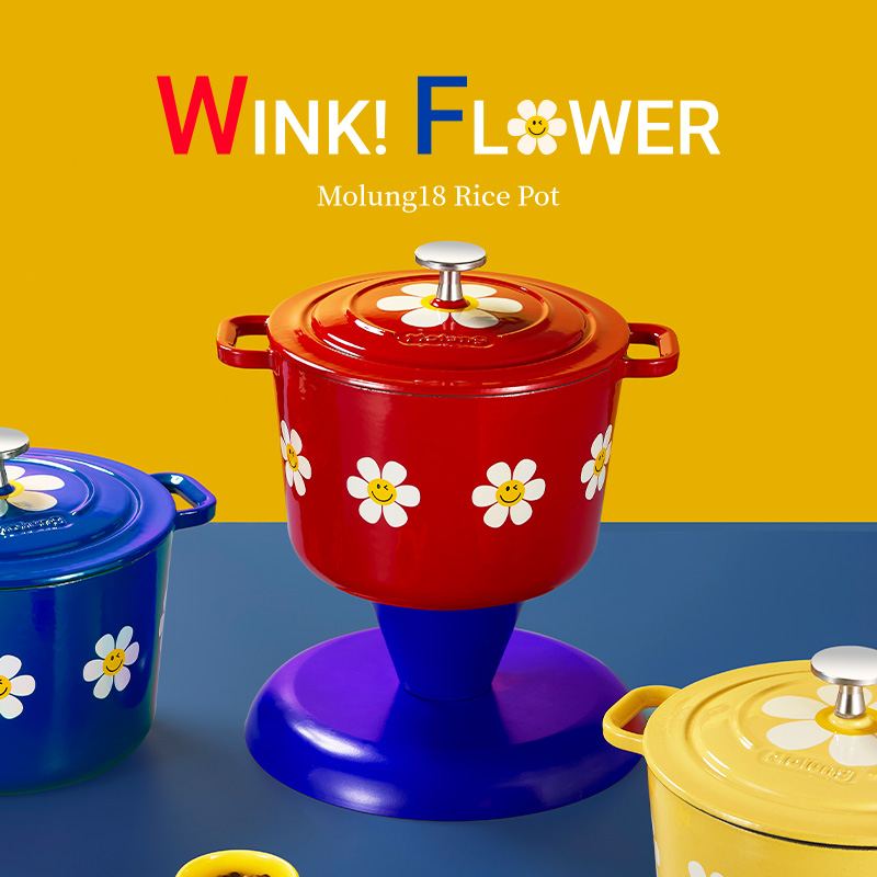 Molung/莫琅18口径实心铸铁珐琅饭釜锅（贴花款）