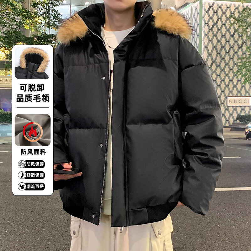 潮流冬季新款男士休闲棉服立领保暖抗风外套韩版宽松帅气皮棉衣服