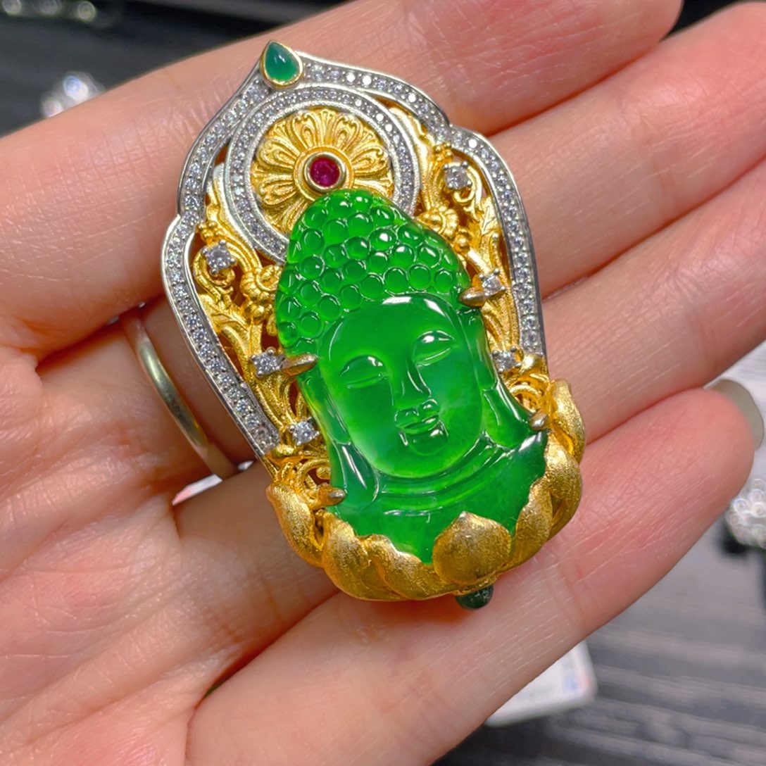 翡翠银S925镶嵌吊坠(不含链)