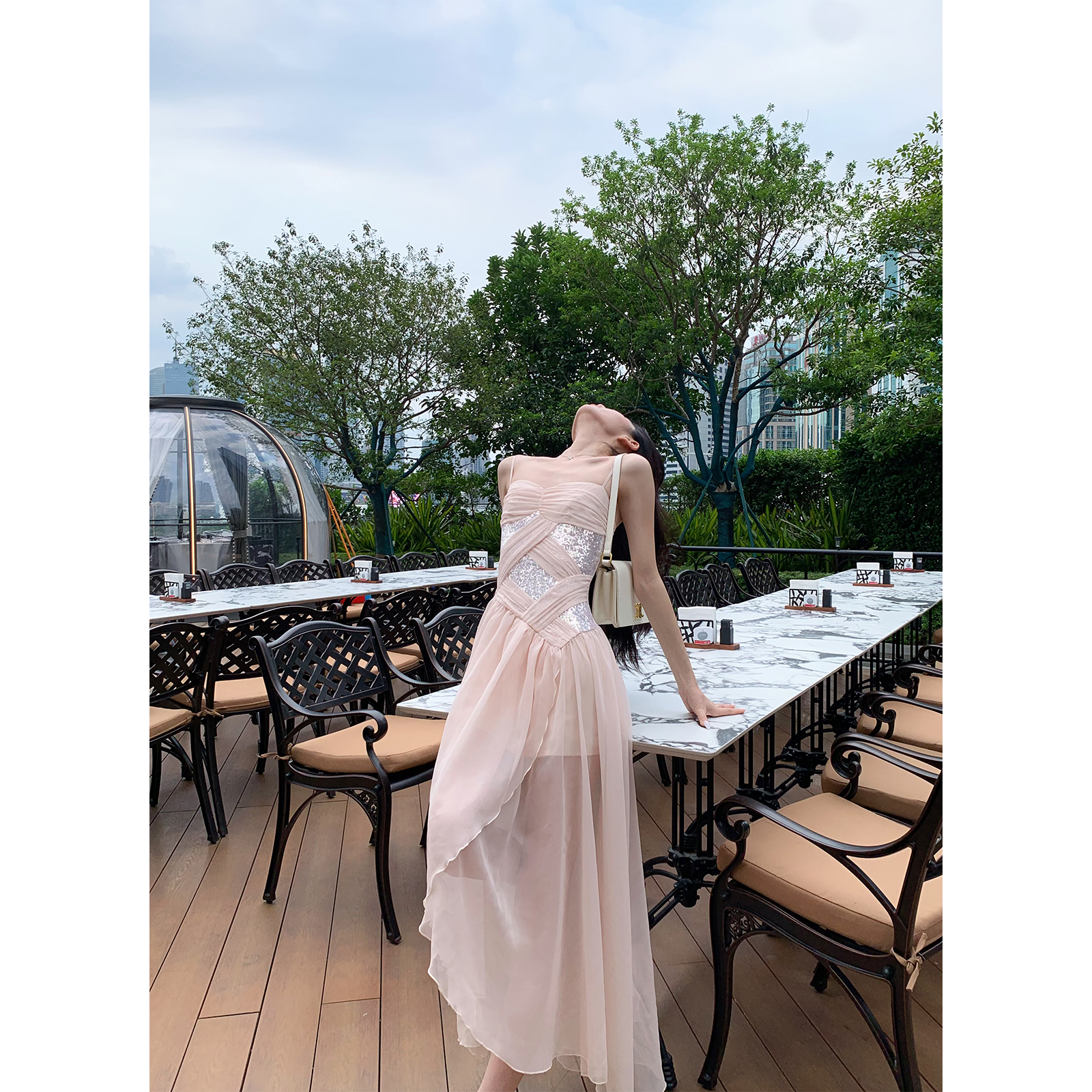 Barb Chill【粉色奇遇】夏季法式小众设计师仙气少女优雅长款连衣裙